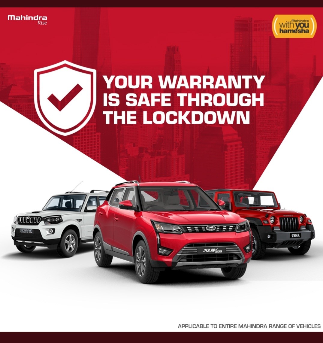Mahindra extends warranty and free service period on its entire range of vehicles by 3 months